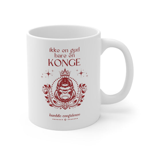 Not God just a King in Norwegian Mug, Viking, King Kong, funny, humble confidence, kings, manosphere mug