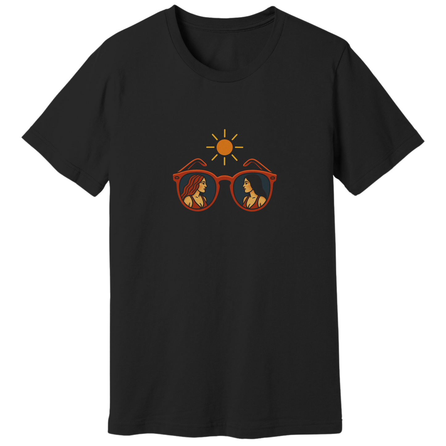 Sunglasses with lady reflections T-shirt
