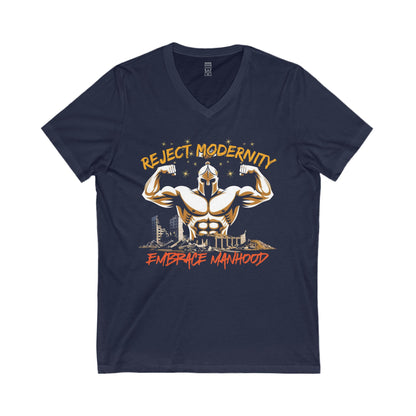Reject modernity, embrace manhood - V-neck T-shirt